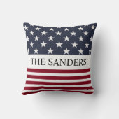 Patriotic American Flag Family Name クッション (裏面)