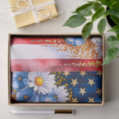 Patriotic American Flag Floral Glitter 薄葉紙 (ギフト)
