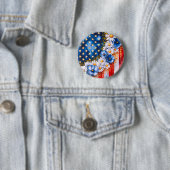 Patriotic American Flag Floral Glitter Button 缶バッジ (インサイチュ)