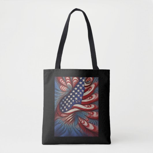 Patriotic American Flag Fractal トートバッグ (正面)