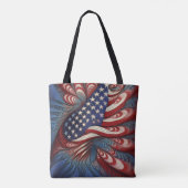 Patriotic American Flag Fractal トートバッグ (裏面)
