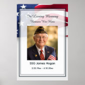 PATRIOTIC American Flag Funeral Photo Display ポスター (正面)