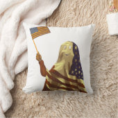 Patriotic American Flag Ghost Halloween クッション (ブランケット)