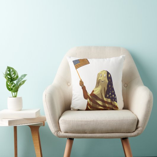 Patriotic American Flag Ghost Halloween クッション (椅子)