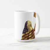 Patriotic American Flag Ghost Halloween コーヒーマグカップ (正面右)