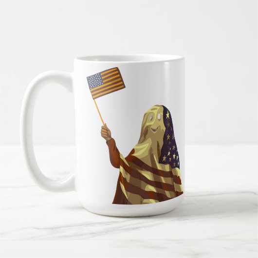 Patriotic American Flag Ghost Halloween コーヒーマグカップ (左)