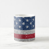 Patriotic American Flag Glitter コーヒーマグカップ (中央)