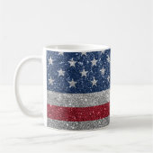 Patriotic American Flag Glitter コーヒーマグカップ (左)