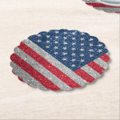 Patriotic American Flag Glitter ペーパーコースター (アングル)