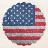 Patriotic American Flag Glitter ペーパーコースター (正面)