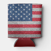 Patriotic American Flag Glitter 缶クーラー (正面)