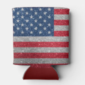 Patriotic American Flag Glitter 缶クーラー (裏面)