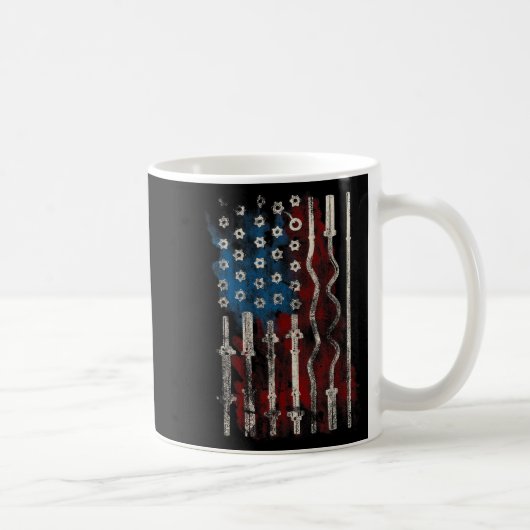 Patriotic American Flag Gym For Weight Lifters  コーヒーマグカップ (右)