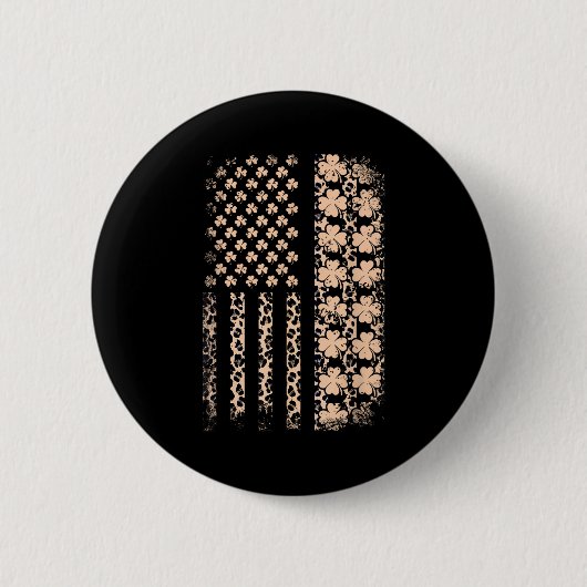 Patriotic american flag leopard shamrock stPatriot 缶バッジ (正面)