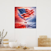 Patriotic American Flag Liquid Splash ポスター (キッチン)