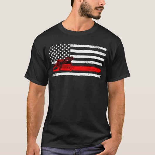 Patriotic American Flag Logger Men Womens Kids Log Tシャツ (正面)