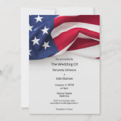 PATRIOTIC American Flag Military Honor Wedding 招待状 (正面)