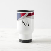 Patriotic American Flag Monogrammed Initial トラベルマグ (中央)