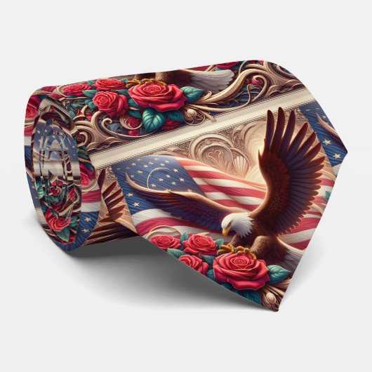 Patriotic American Flag Neck Tie ネクタイ (ロール)