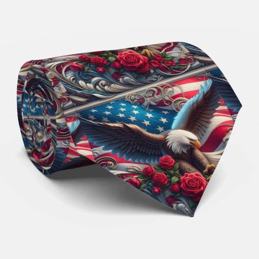 Patriotic American Flag Neck Tie ネクタイ (ロール)