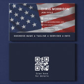 Patriotic American Flag QR Code Professional 名刺