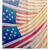 Patriotic American Flag Shower Curtain  シャワーカーテン (正面)