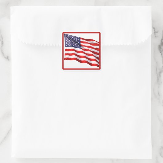 Patriotic American Flag Square Sticker スクエアシール (バッグ)