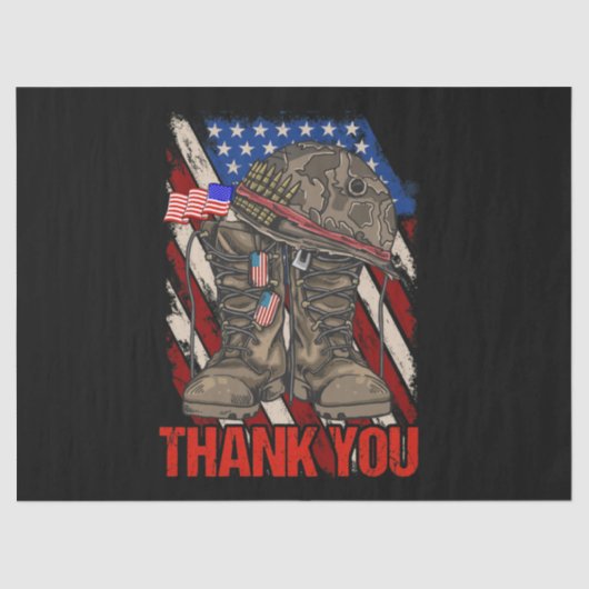 Patriotic American Flag Thank You 薄葉紙 (正面)