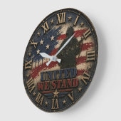 Patriotic American Flag United We Stand ラージ壁時計 (傾斜)