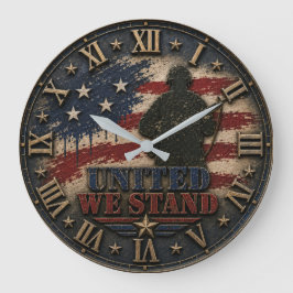 Patriotic American Flag United We Stand ラージ壁時計