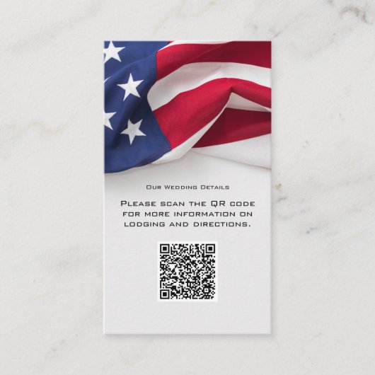 Patriotic American Flag Wedding QR code Details エンクロージャーカード (正面)