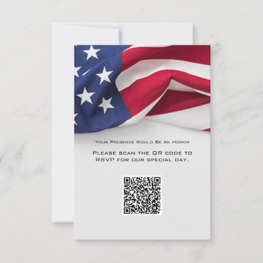 PATRIOTIC American Flag Wedding QR code Reply Card 出欠カード (正面)