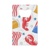 Patriotic American Flags Red Lobsters Beers Stars クレジットカード栓抜き (正面)