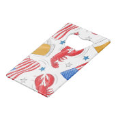 Patriotic American Flags Red Lobsters Beers Stars クレジットカード栓抜き (正面アングル)