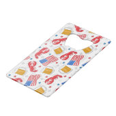 Patriotic American Flags Red Lobsters Beers Stars クレジットカード栓抜き (裏面アングル)