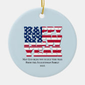 Patriotic American HAPPY NEW YEAR 2026 セラミックオーナメント (正面)