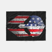 Patriotic American Spartan Warrior Usa Flag Helmet フリースブランケット (正面(横))