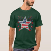 Patriotic American Star Independence Day Graphic Tシャツ (正面)