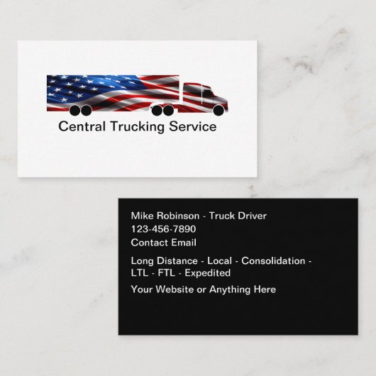 Patriotic American Truck Driver Shipping Service 名刺 (正面/裏面)