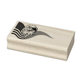 Patriotic American USA Flag Bald eagle art ラバースタンプ