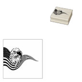Patriotic American USA Flag Bald eagle art ラバースタンプ (押印)