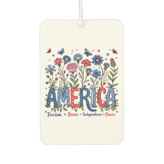 Patriotic American Wildflowers Fourth of July USA カーエアーフレッシュナー
