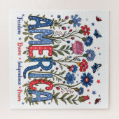 Patriotic American Wildflowers Fourth of July USA ジグソーパズル (横)