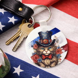 Patriotic Americana Cat キーホルダー