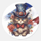 Patriotic Americana Cat ラウンドシール (正面)