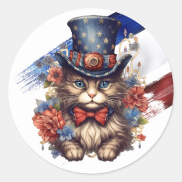 Patriotic Americana Cat ラウンドシール