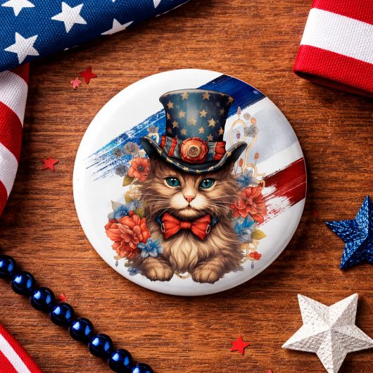 Patriotic Americana Cat 缶バッジ
