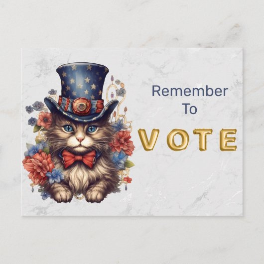 Patriotic Americana Cat Vote ポストカード (正面)