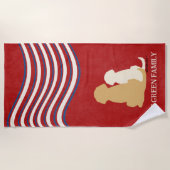 Patriotic Americana Golden Retriever Beach Towel ビーチタオル (正面)