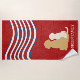 Patriotic Americana Golden Retriever Beach Towel ビーチタオル